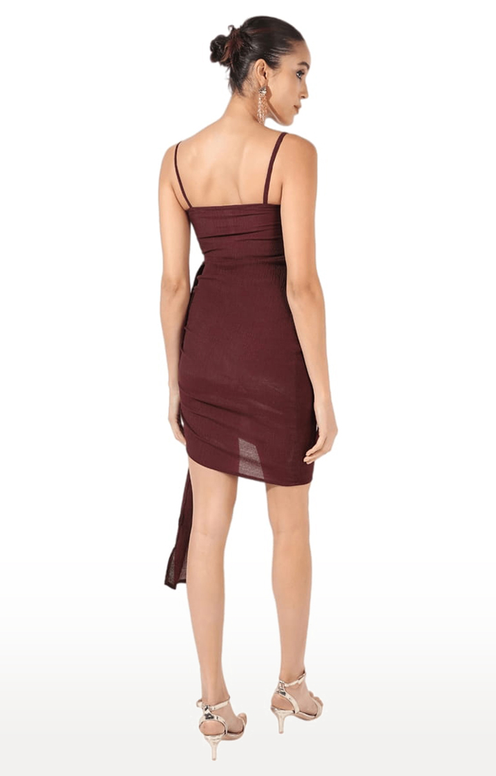 Women's Brown Textured Bodycon Dress