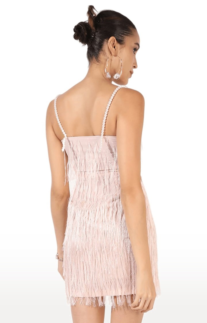 Women's Beige Textured Sheath Dress