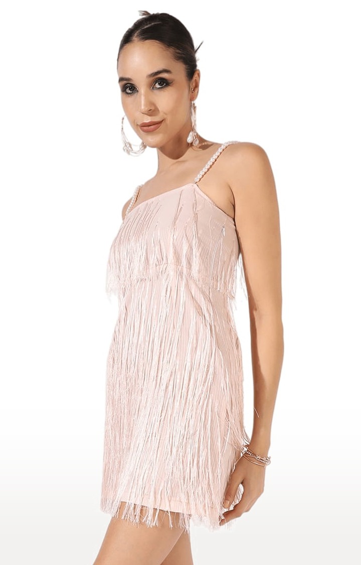 Women's Beige Textured Sheath Dress