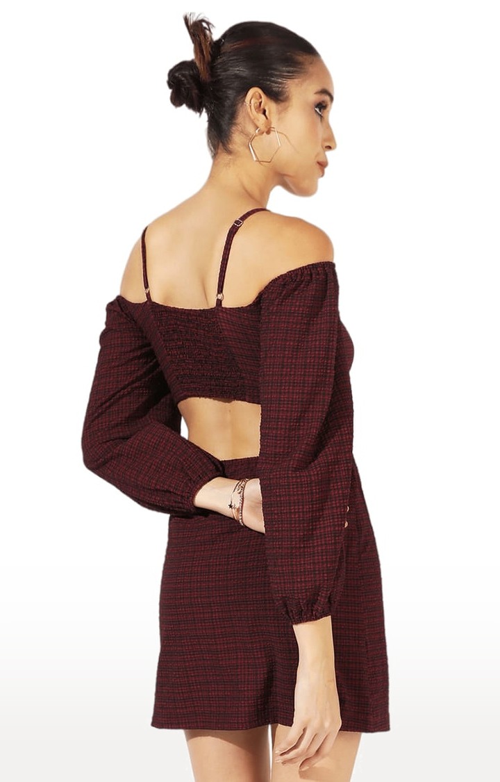 Women's Red Checked Sheath Dress