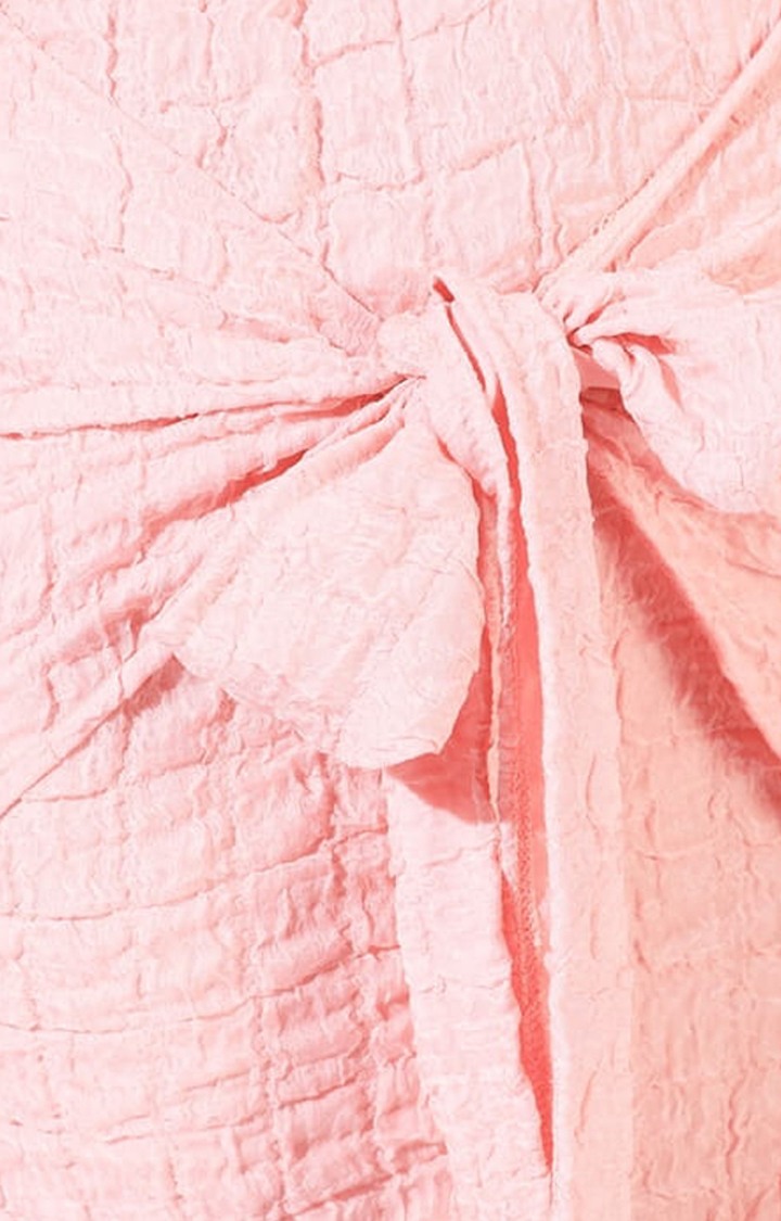 Women's Pink Textured Bodycon Dress