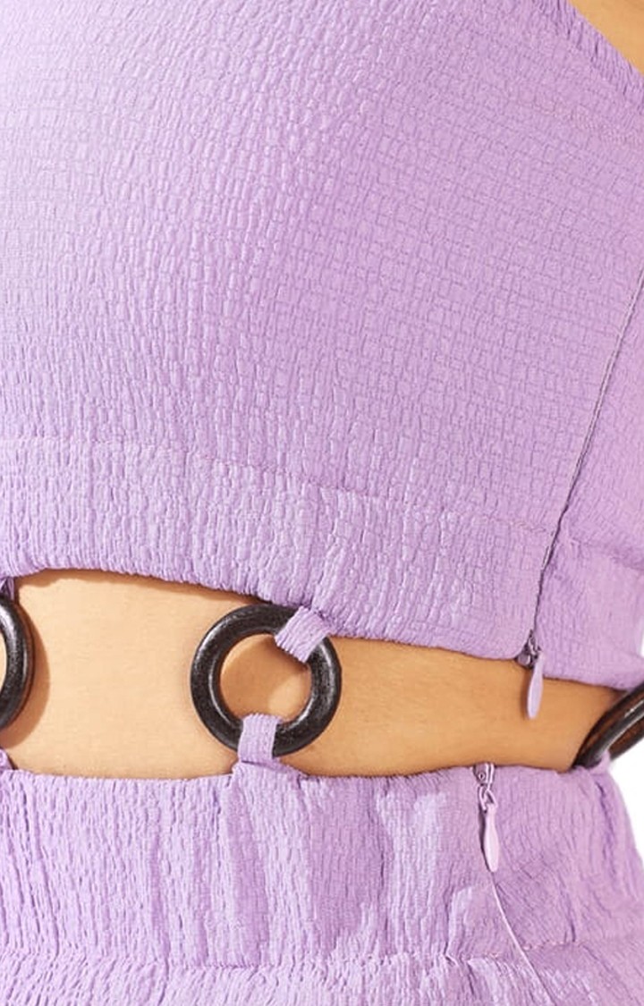 Women's Purple Textured Asymmetric Dress