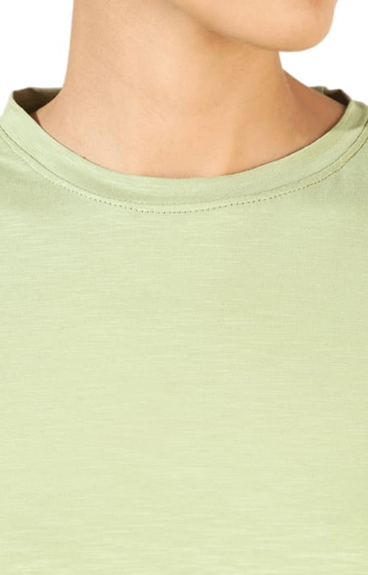Women's Green Solid Regular T-Shirts