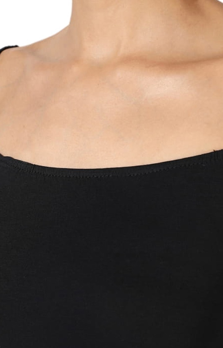 Women's Black Solid Blouson Top
