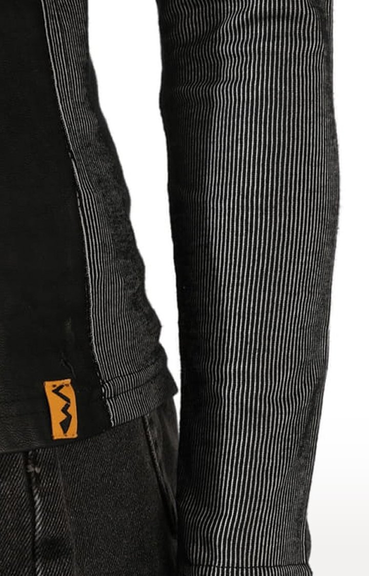 Women's Black Striped Regular T-Shirts