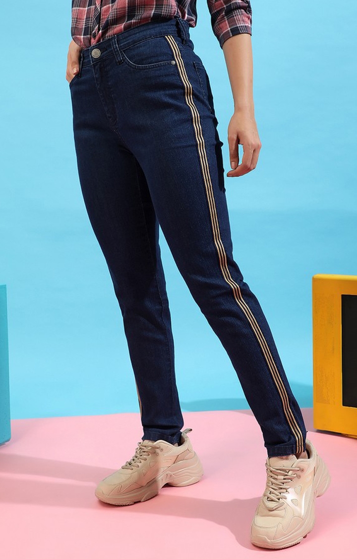 Women's Side-Striped Skinny Fit Denim Jeans