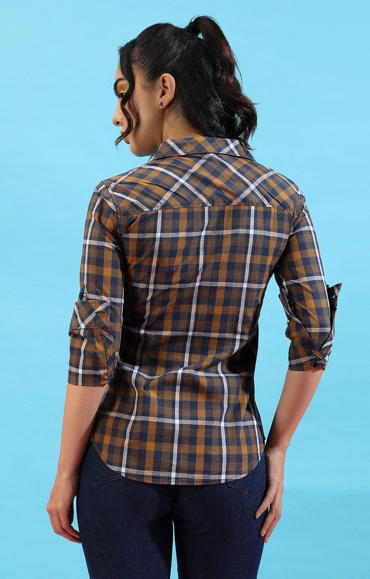 Women's Multicolour Cotton Checkered Casual Shirts