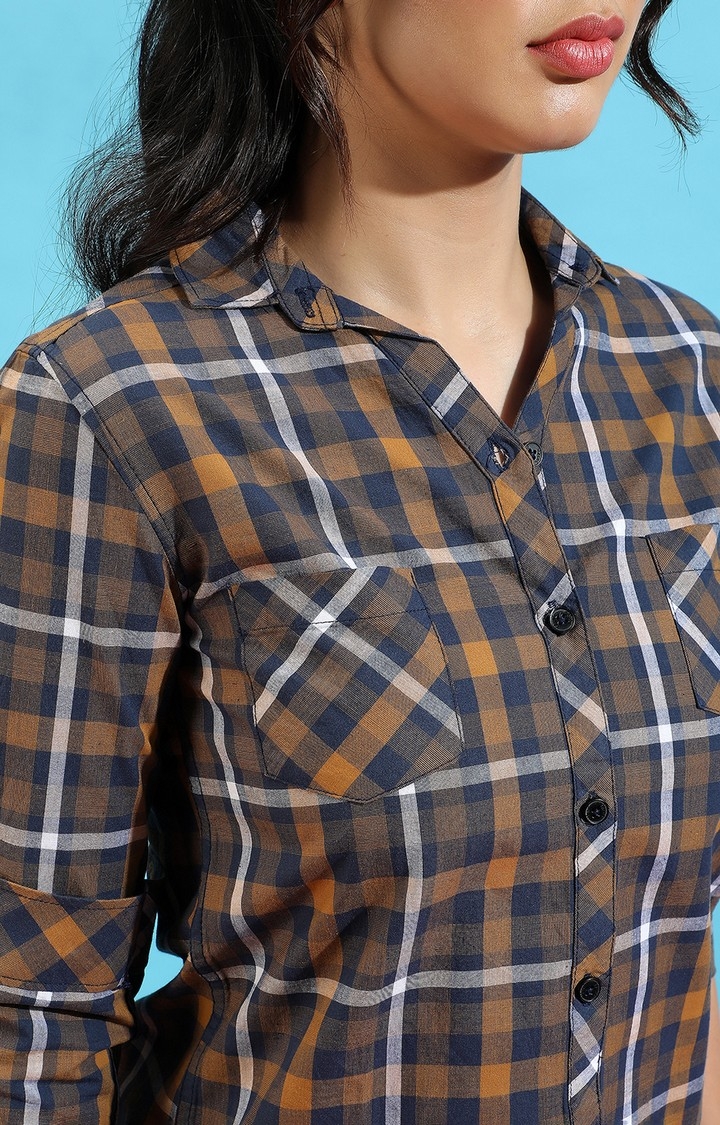 Women's Multicolour Cotton Checkered Casual Shirts