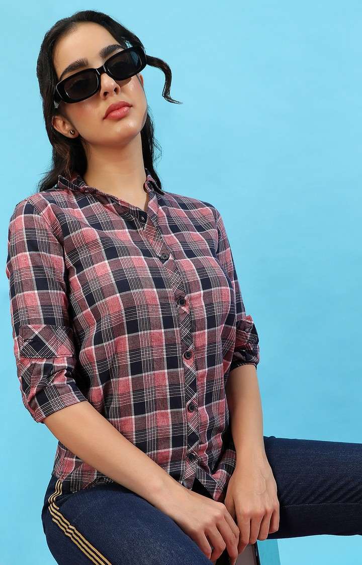 Women's Multicolour Cotton Checkered Casual Shirts