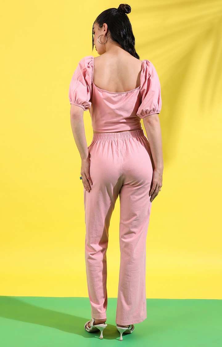 Women's Pink Solid Co-ords