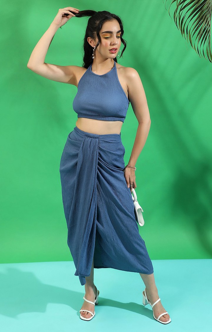 Women's Blue Solid Co-ords