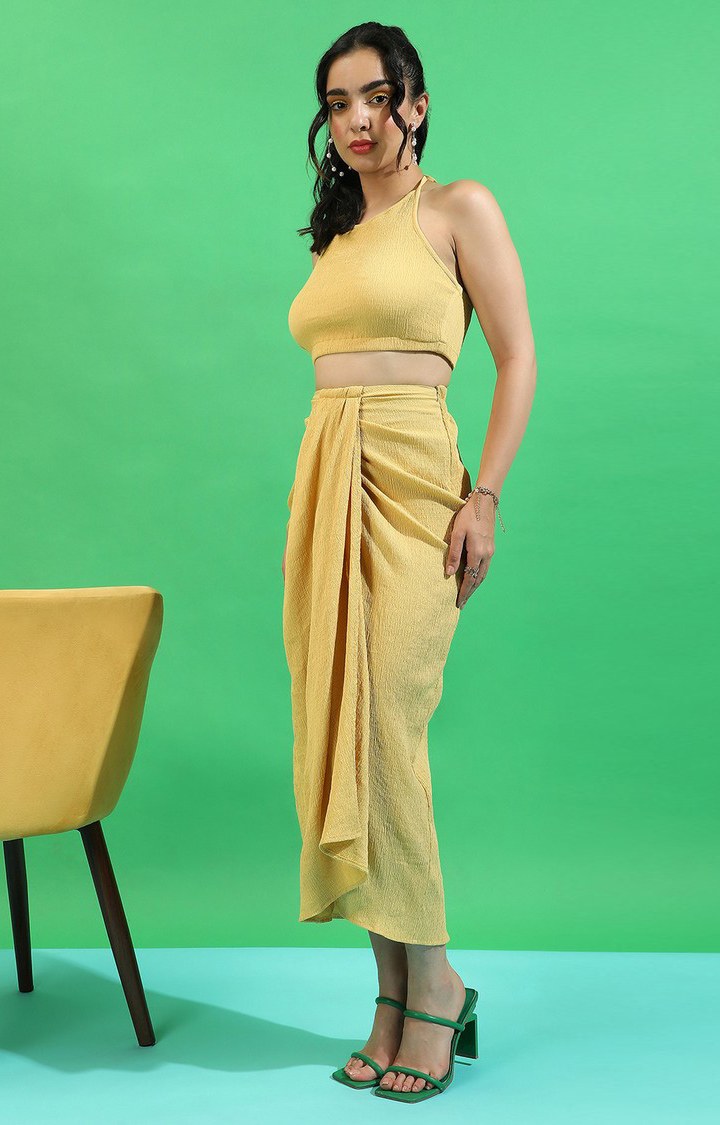 Women's Yellow Solid Co-ords