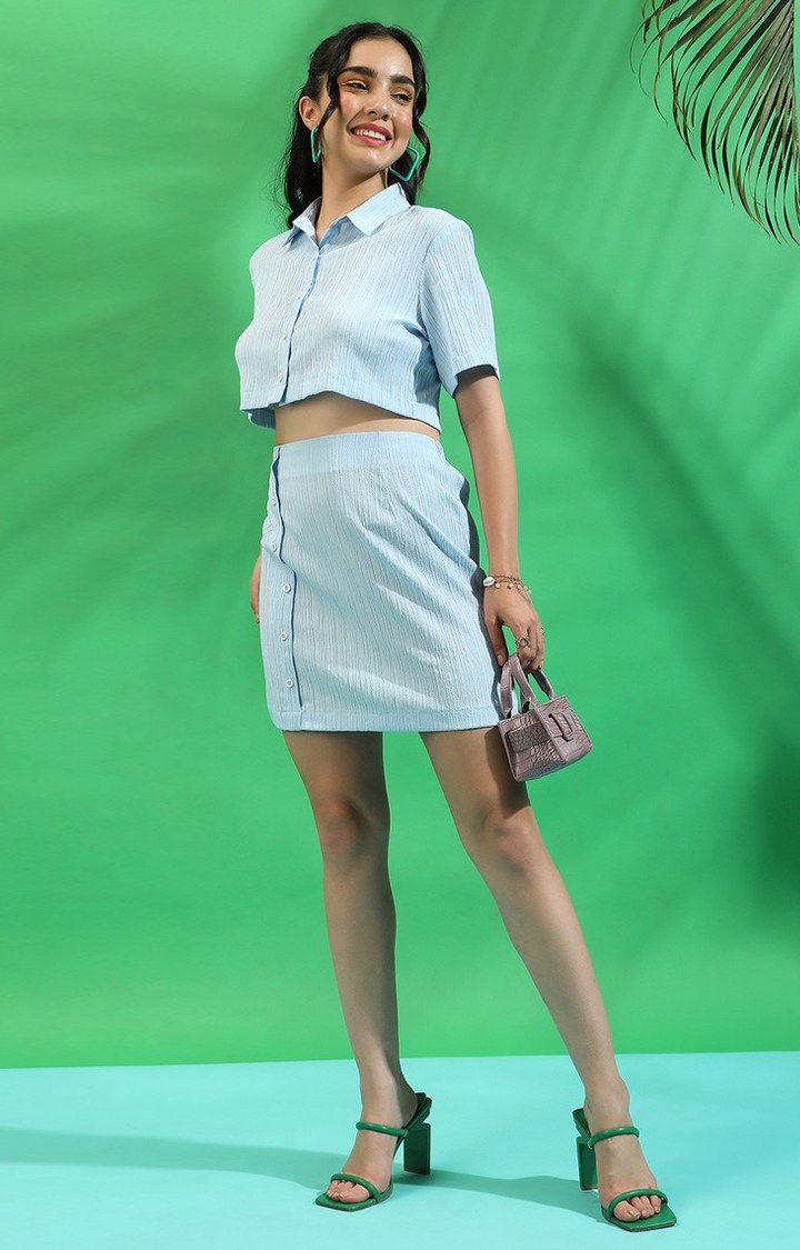 Women's Blue Solid Co-ords