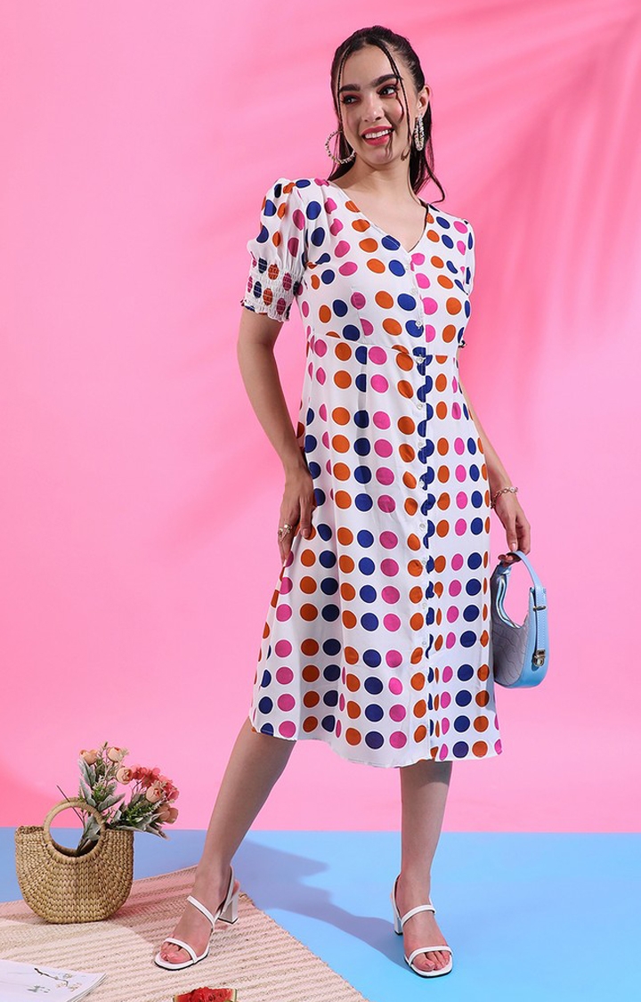 Women's Multicolour Crepe Printed Maxi Dress