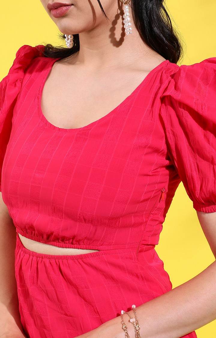 Women's Red Solid Sheath Dress