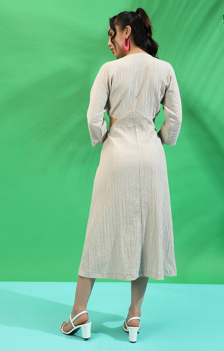 Women's Grey Solid Maxi Dress