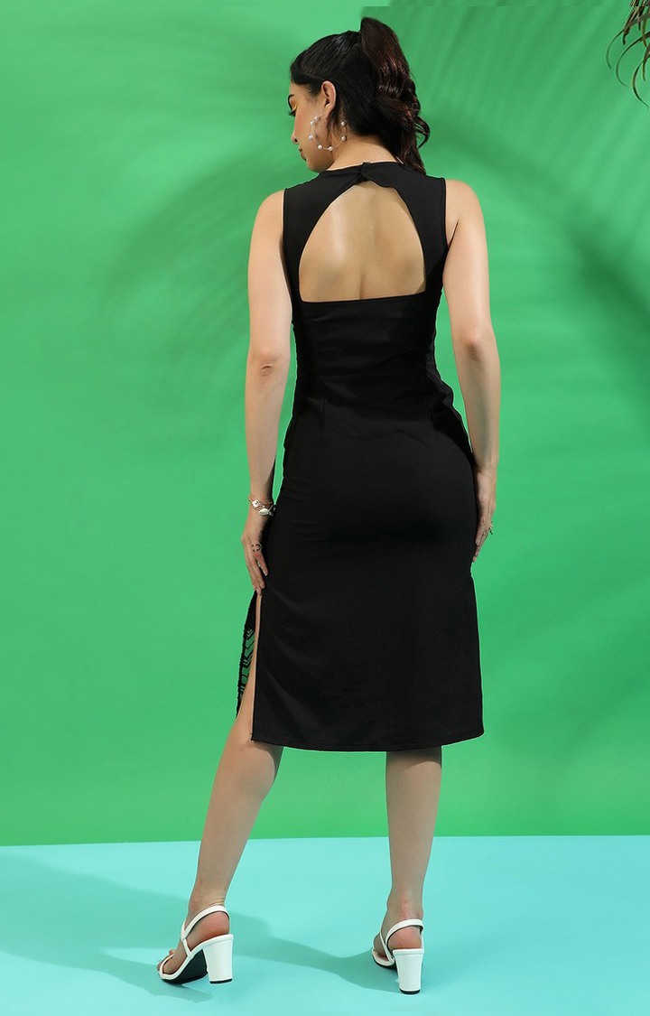 Women's Black Embellished Sheath Dress
