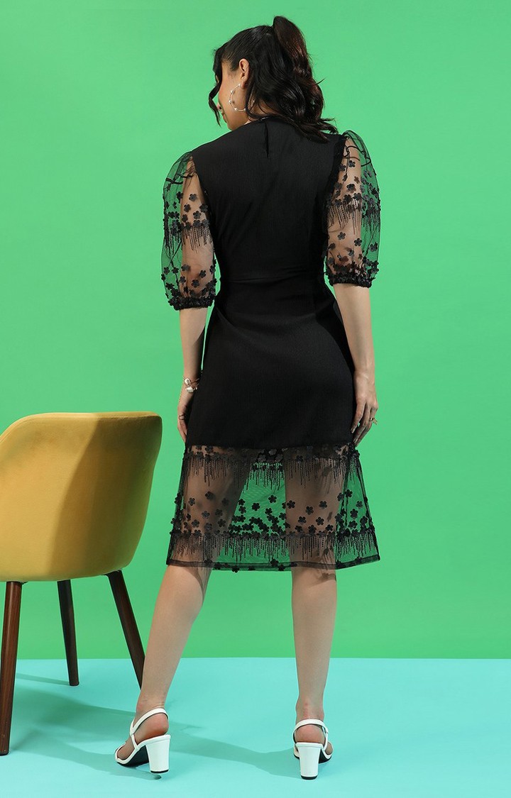 Women's Black Solid Sheath Dress