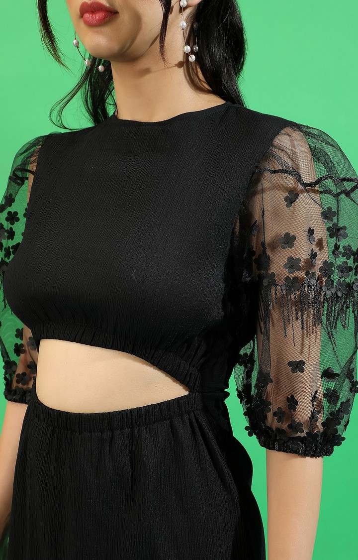 Women's Black Solid Sheath Dress