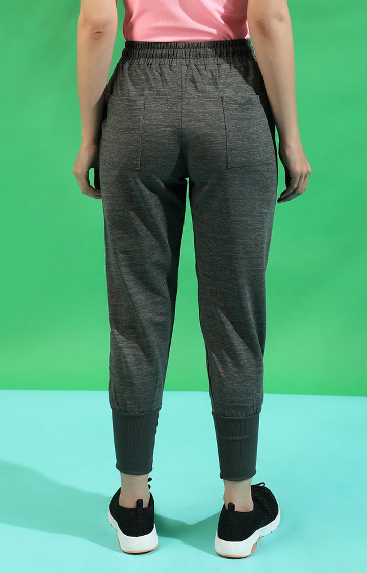 Women's Grey Textured Casual Joggers