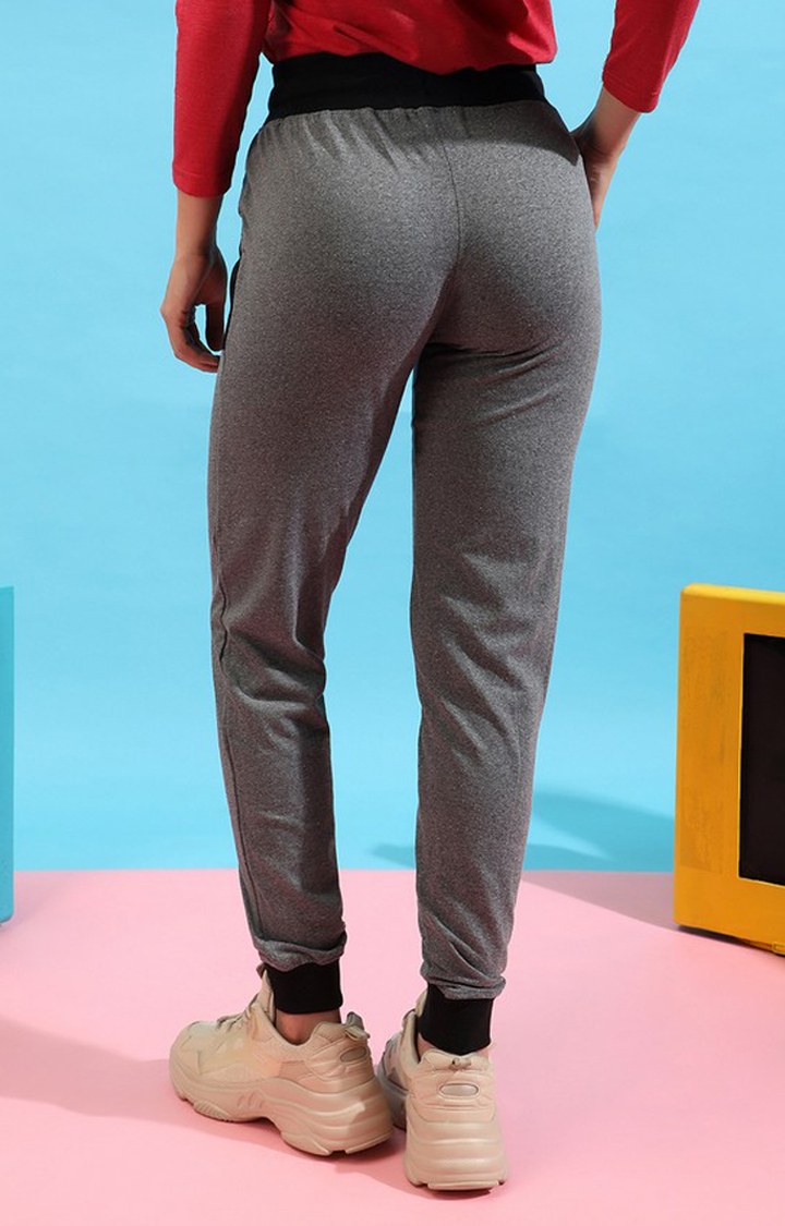 Women's Grey Colourblocked Casual Joggers