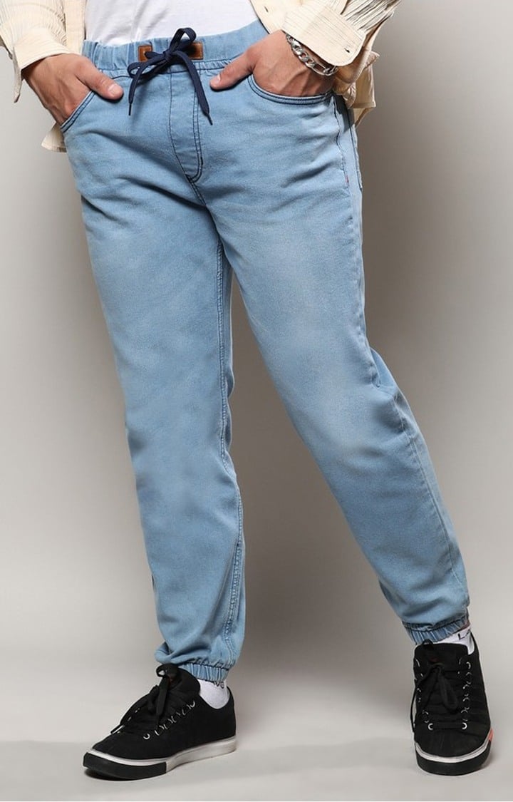 Men's Light Blue Solid Jeans