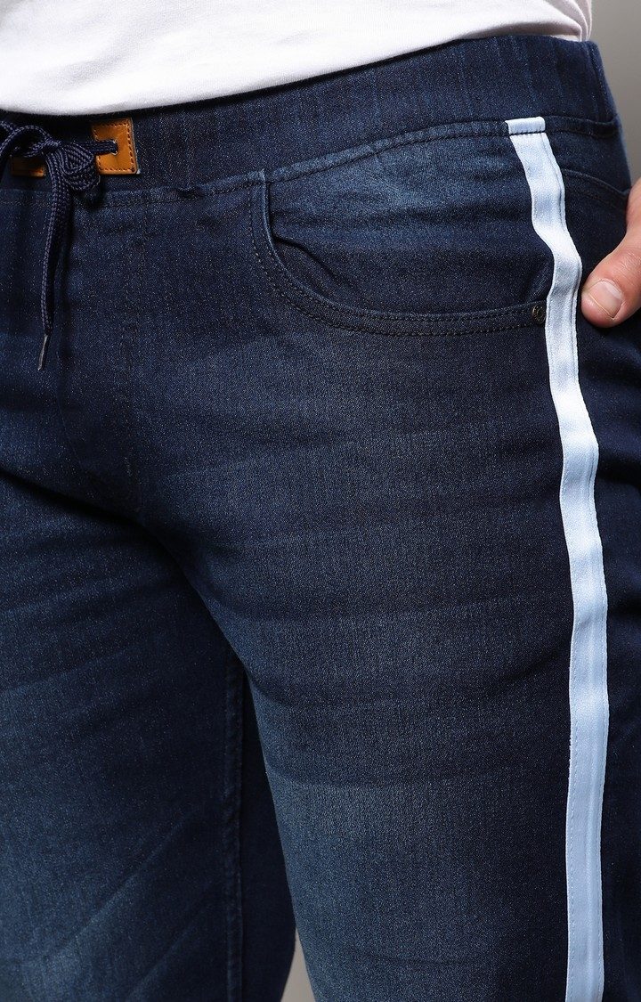 Men's Navy Blue Solid Jeans