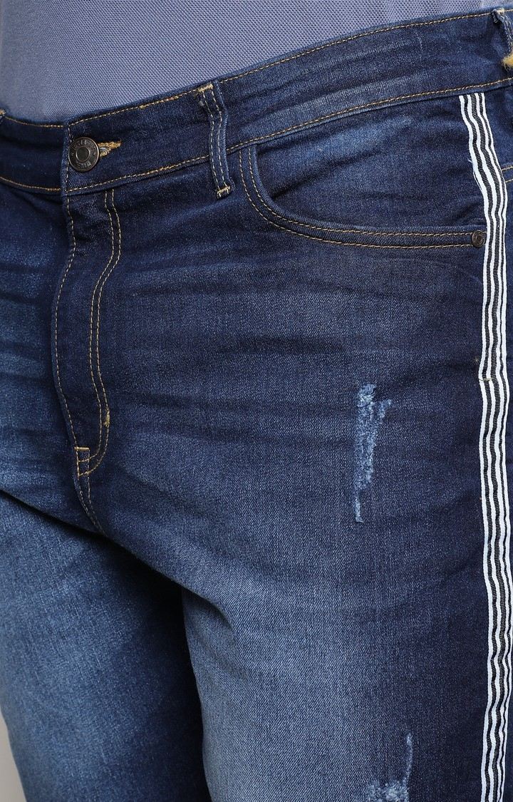 Men's Dark Blue Ripped Shorts