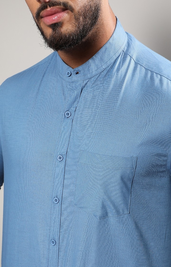 Men's Electric Blue Classic Button- Up Shirt