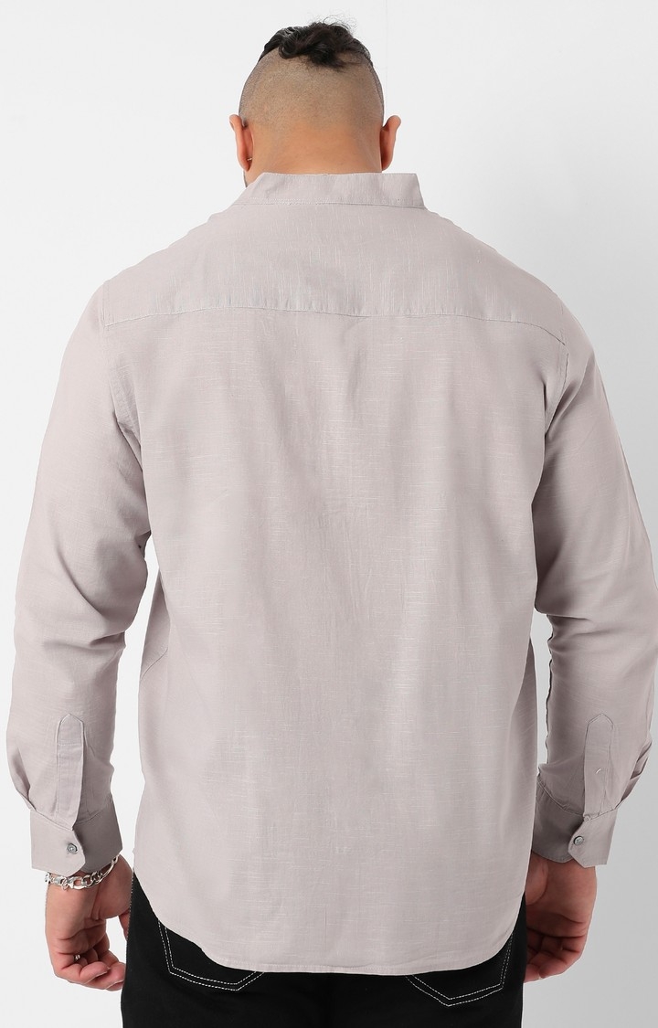 Men's Light Grey Basic Button Up Shirt