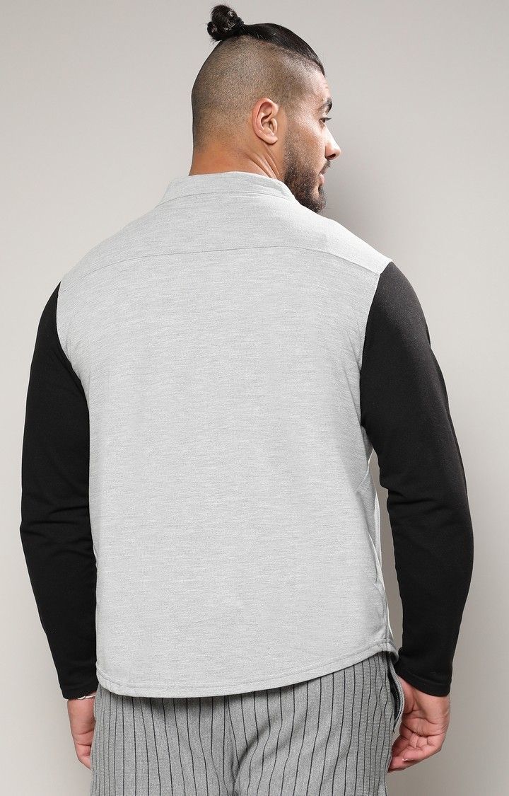 Men's Grey Melange Casual Shirts