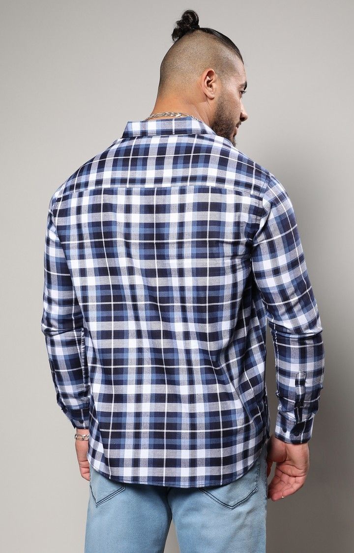 Men's Blue Checked Casual Shirts