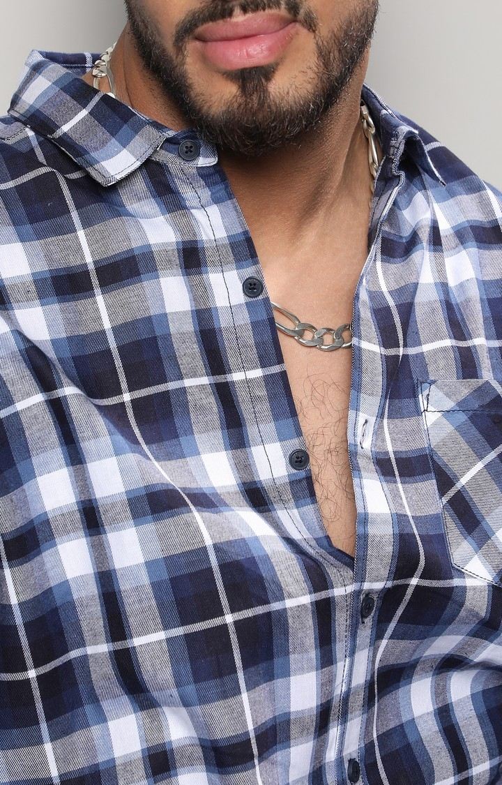 Men's Blue Checked Casual Shirts