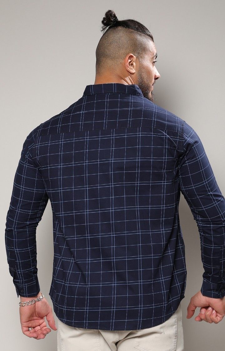 Men's Blue Checked Casual Shirts