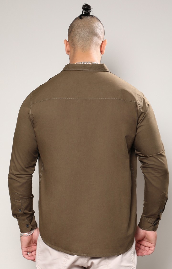 Men's Green Solid Casual Shirts