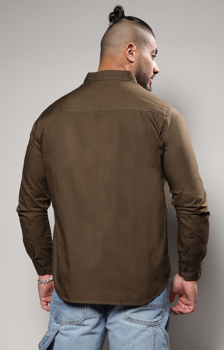 Men's Green Solid Casual Shirts