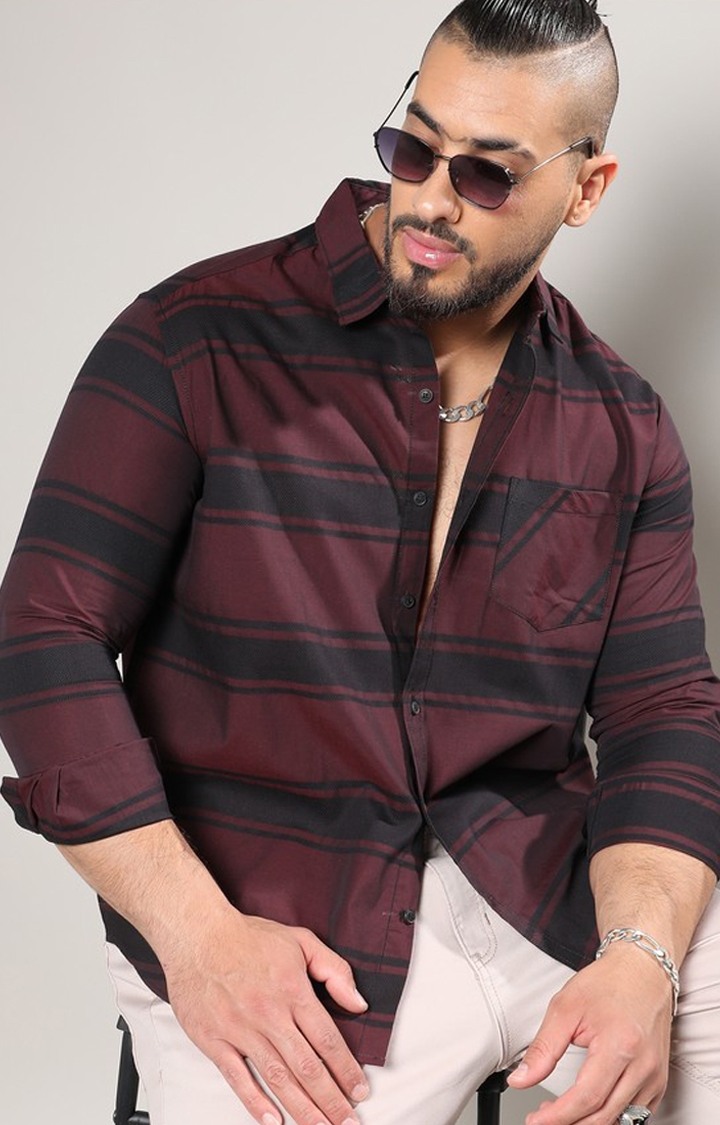 Men's Red Striped Casual Shirts