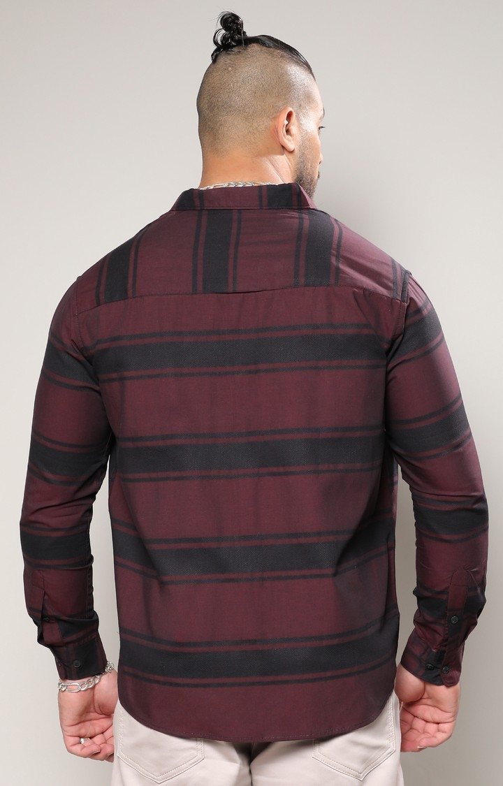 Men's Red Striped Casual Shirts
