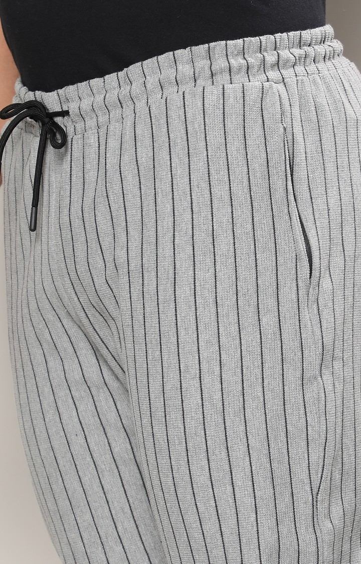Men's Moon Grey Striped Trackpants