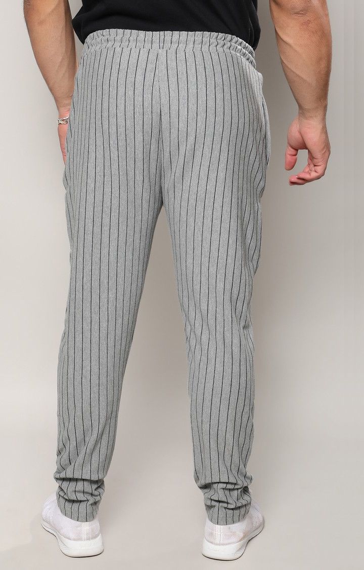 Men's Moon Grey Striped Trackpants