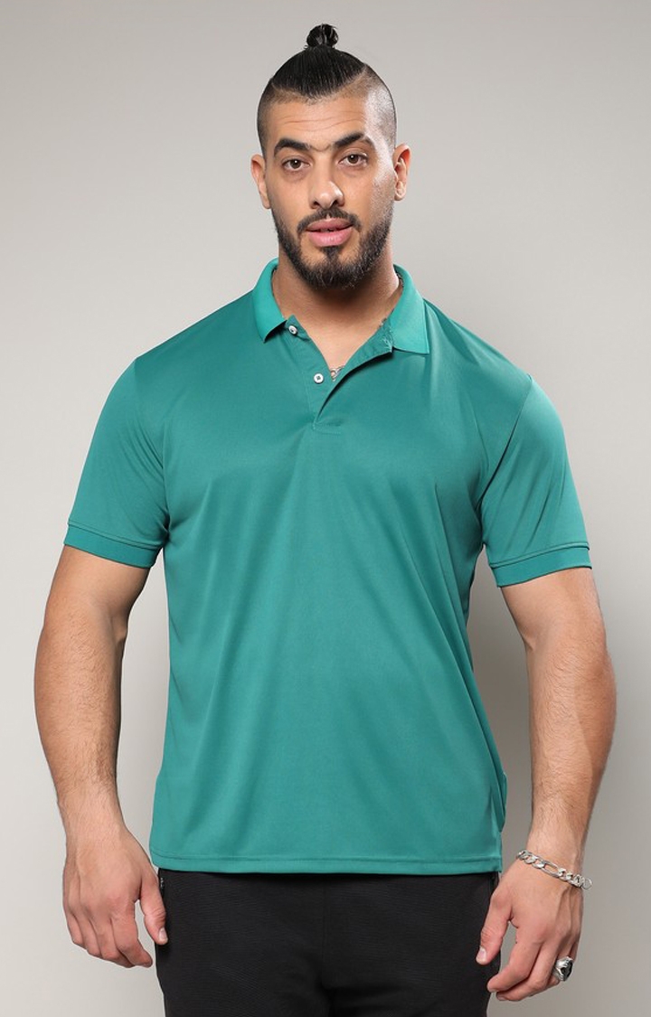 Instafab Plus | Men's Shamrock Green Basic Polo Activewear T-Shirt