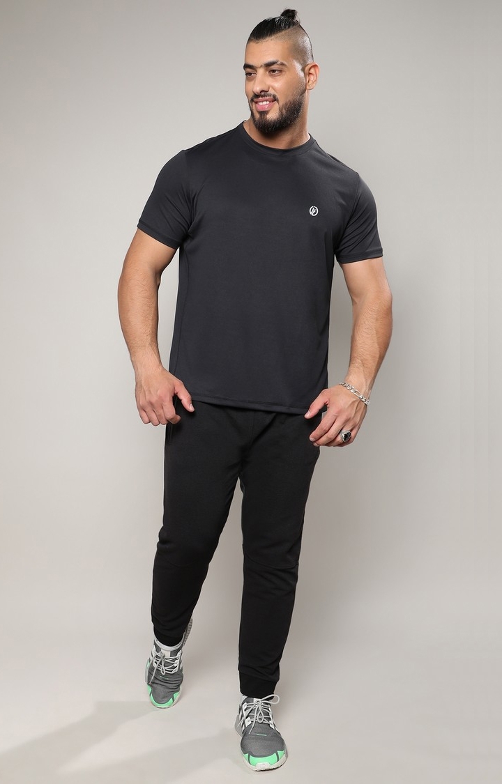Men's Jet Black Basic Activewear T-Shirt