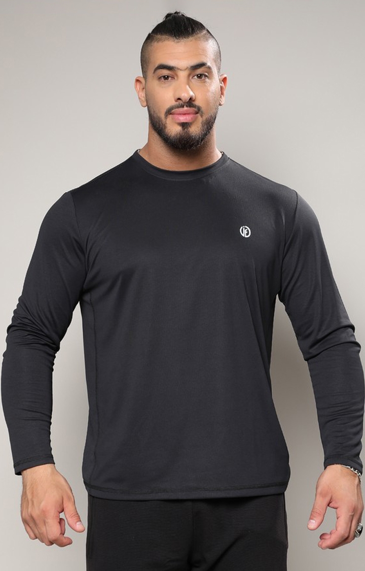 Instafab Plus | Men's Midnight Black Basic Activewear T-Shirt