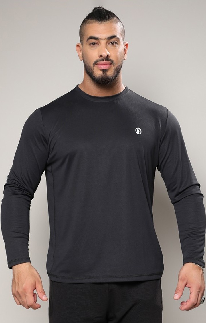 Men's Black Solid Activewear T-Shirts