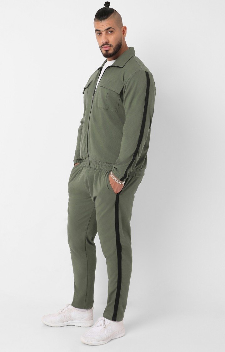 Men's Green Solid Co-ords