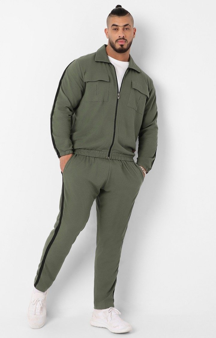 Men's Green Solid Co-ords