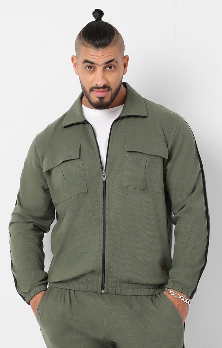 Men's Green Solid Co-ords