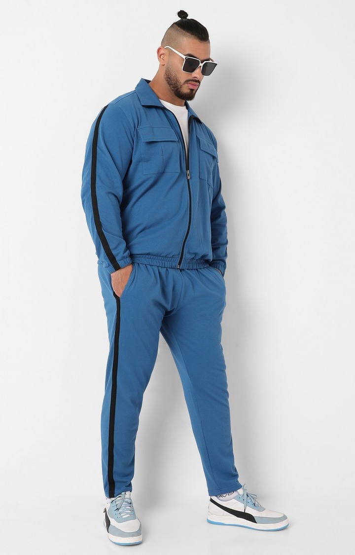 Men's Blue Solid Co-ords