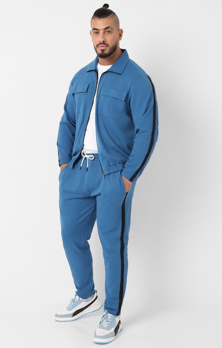 Men's Blue Solid Co-ords
