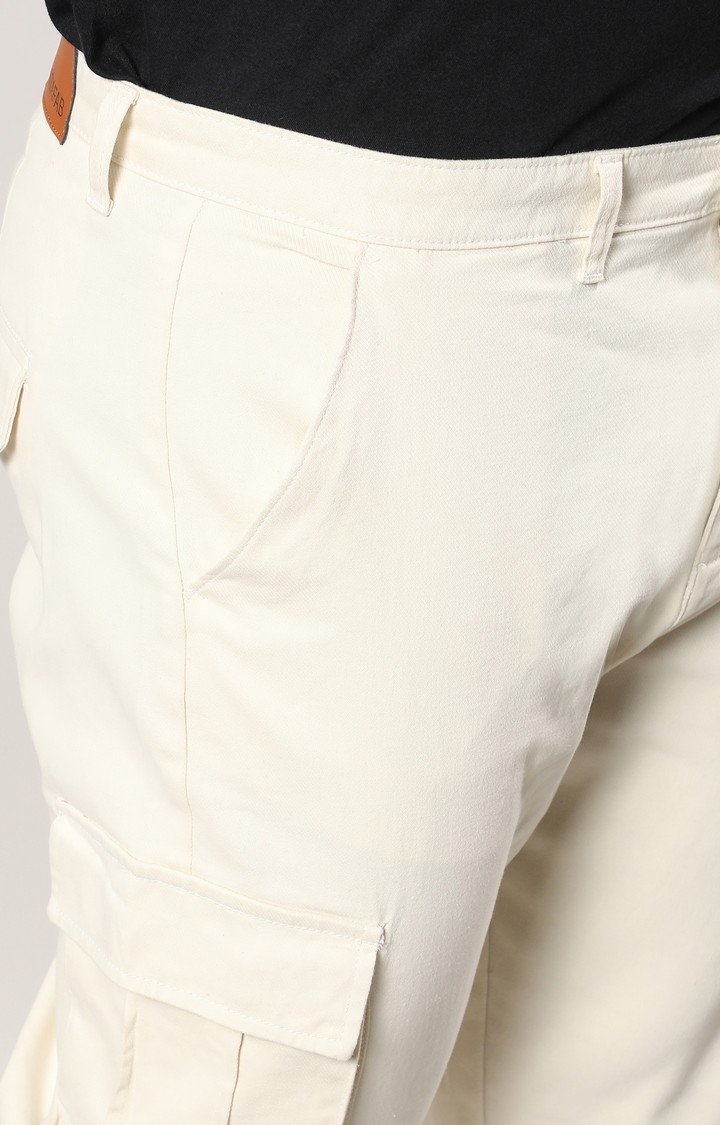 Men's Pale Yellow Cargo Trousers